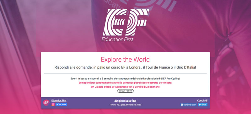 Vinci un viaggio studi a Londra, il Tour de France e il Giro d'Italia!